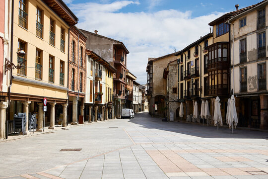 Cervera de Pisuerga (Spain), June 13, 2023. Town street. This is a small town in the province of Palencia, belonging to the Community of Castilla y Le&oacute;n.