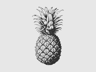 Pineapple Vector illustration. Exotic Tropical Fruit. Hand Drawn.