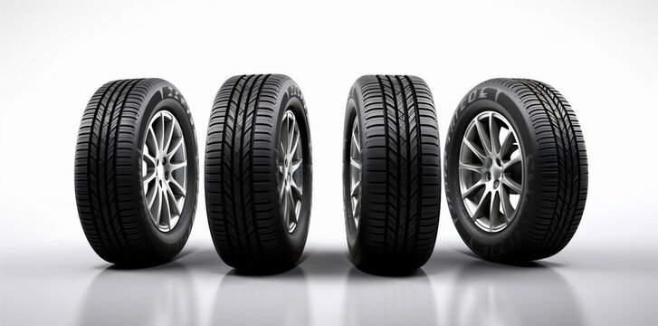 auto rubber background wheel black automobile object tyre tire car isolated. Generative AI.