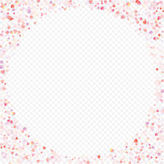 heart love vector confetti frame valentine pink
