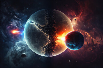 Obraz na płótnie Canvas planet in space,space deep stars planets nebula dramatic lighting sky view 
