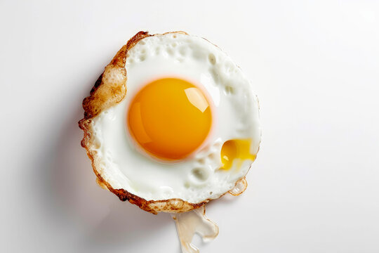 Generative AI illustration of a Fried Egg viewed from above on colored backgrounds