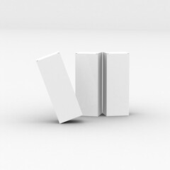 Long vertical paper box template without design on a transparent background.