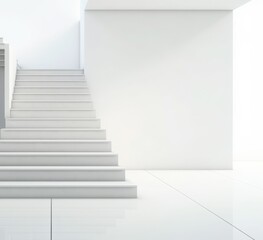 Fototapeta premium Minimalist White Staircase. Simple Elegance. Abstract Art Staircases.