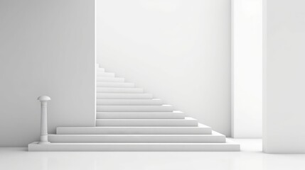 Minimalist White Staircase. Simple Elegance. Abstract Art Staircases.