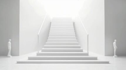 Minimalist White Staircase. Simple Elegance. Abstract Art Staircases.