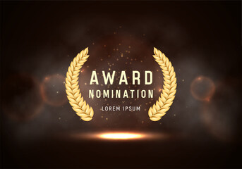 Award nomination with golden laurel wreath. Vector illustration.
