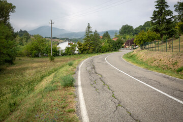 SP39 paved road next to Sivizzano village, municipality of Fornovo di Taro, province of Parma, Emilia-Romagna region, Italy