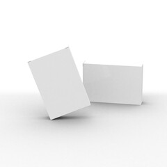 Vertical flat paper box template without design cover on a transparent background.
