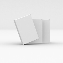 Vertical flat paper box template without design cover on a transparent background.