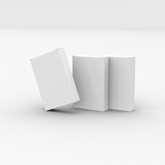 Vertical flat paper box template without design cover on a transparent background.