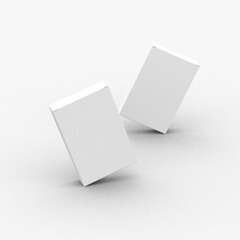 Vertical flat paper box template without design cover on a transparent background.