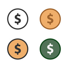 Money icon set. Money vector icon. Dollar icon