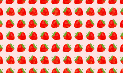 Strawberry red summer fruit Seamless Pattern Blue Background