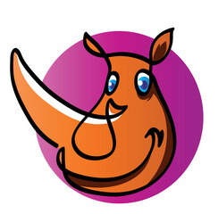 One line drawing of cute rhino head logo.
One continuous line drawing of cartoon style rhino mascot.
