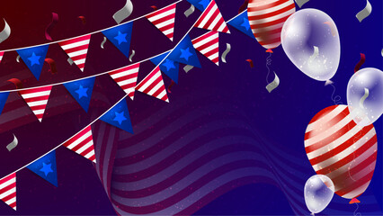 USA flag background Design. Banner, Poster, Greeting Card. Vector Illustration