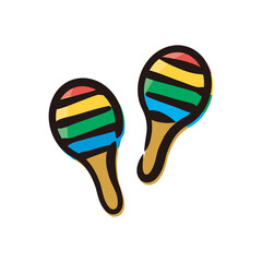 Maracas - Musical instrument icon/illustration (Hand-drawn line, colored version)