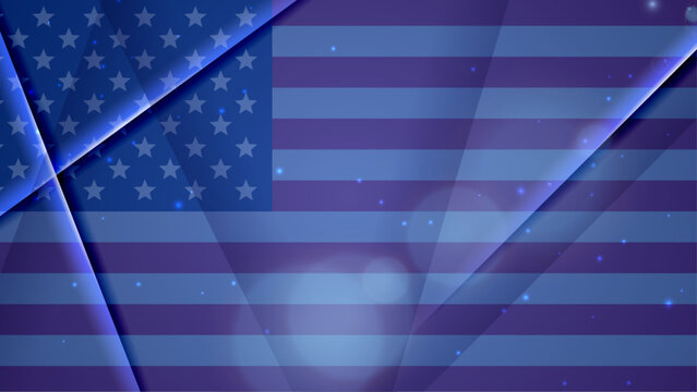 Vector flat waving american flag background