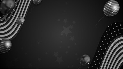 USA flag waving black background vector illustration