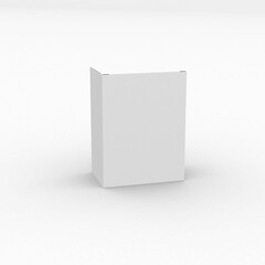 Vertical rectangular paper box template without design cover  for product promotion on a transparent background.