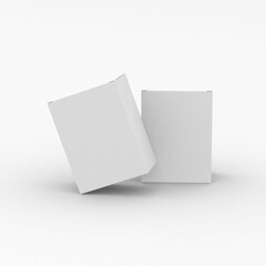 Vertical rectangular paper box template without design cover  for product promotion on a transparent background.