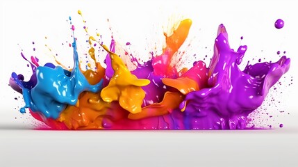 Rainbow paint splash. Isolated on white background. Generative Ai