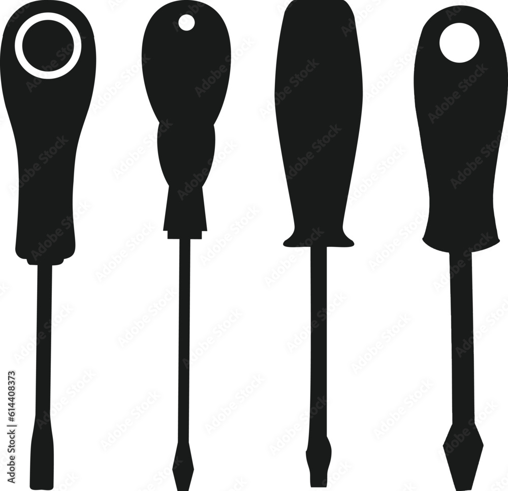 Wall mural black silhouette of screwdriver. detail and simple screwdriver icon