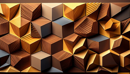 3d Wooden pattern Panel With Wooden Background Ai generated image