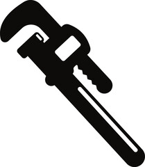  Black silhouette of pipe wrench icon. pipe wrench silhouettes