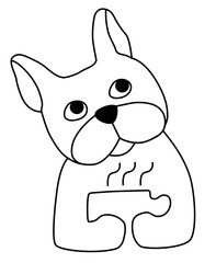 Dog holding a cup of coffee line art for logo design