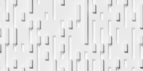 Random shifted large inset and offset cubes geometrical white background wallpaper banner pattern frame filling flat lay top view from above
