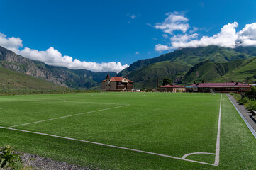 Soccer field in countryside