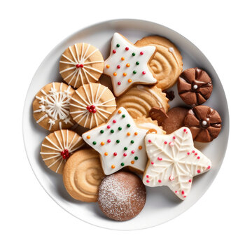 Delicious Plate of Christmas Cookies on a Transparent Background 