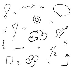clouds signs arrows flowers hearts doodle icons