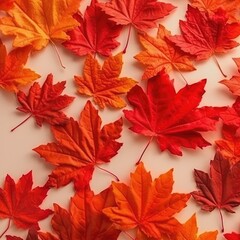 Colorful autumn background with leaves. generative ai