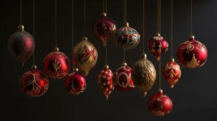 Christmas ornaments hanging ball on a wooden wall. generative ai