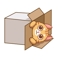 Cat in cardboard box