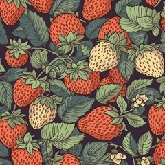 Strawberry pattern. Hand drawn berry. generative ai