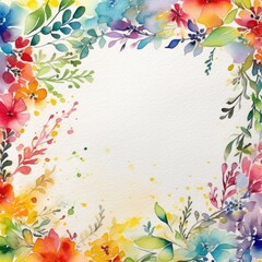 Greeting card with watercolor flowers handmade. Colorful background. generative ai