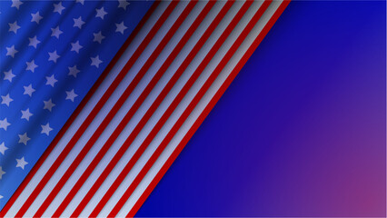 USA flag waving background vector illustration