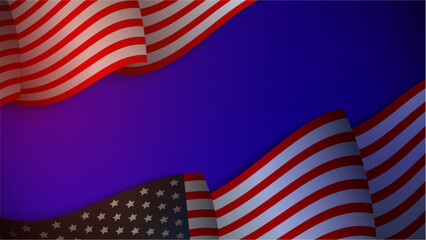 Vector realistic waving american flag background