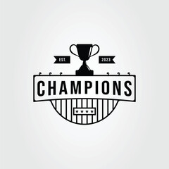 trophy for winner champions tournament logo vector illustration design