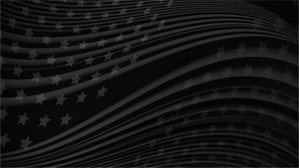 USA flag waving black background vector illustration