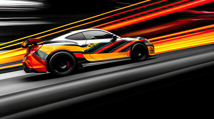racing car in motion. Generative AI image.