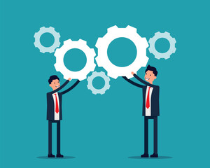 Cooperation and Teamwork. Vector illustration business operation concept