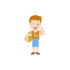 Cartoon Boy holding a basketball