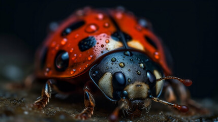 macrophoto of ladybug. Generative AI