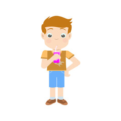 cartoon boy drink juice