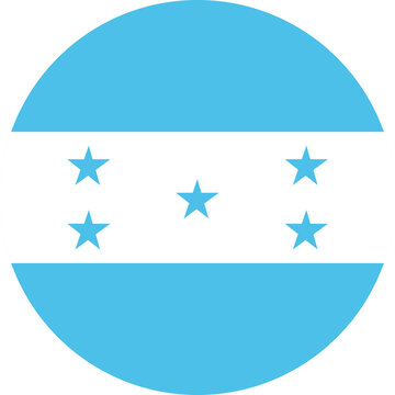 Honduras country flag. Circle National flag. Republic of Honduras round shape, button, banner.