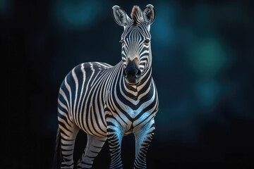 Zebra, adorned with its iconic black and white stripes in its grace and beauty